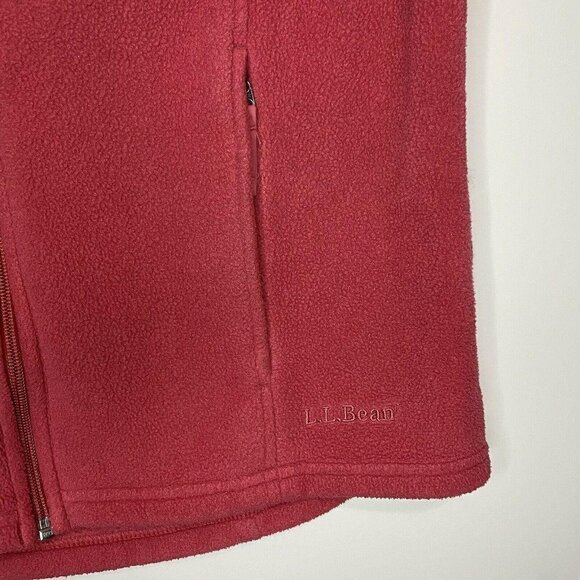 LL Bean Medium Salmon Pink Mock Neck Fleece Vest Full Zip - Picture 3 of 5